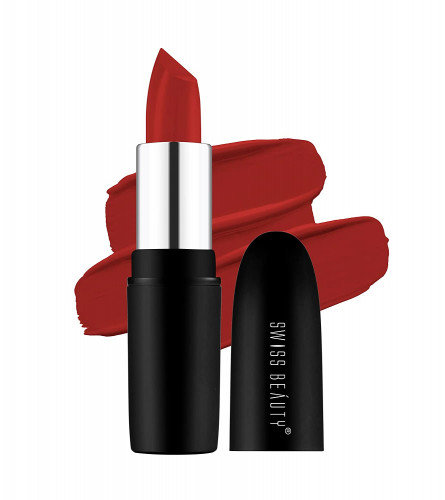 Swiss Beauty Pure Matte Lipstick Orange Red 3.8 gm (Pack of 2)