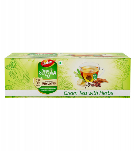 Dabur Vedic Suraksha Green Tea - 100 tea bags : Immunity Booster with the Goodness of 5 herbs