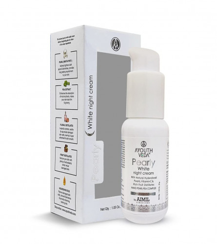 Ayouthveda Pearly White Night Cream With Nano Pearl-Pea Complex Milk Cream Fine Lines Dark