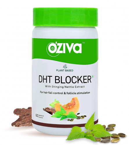 OZiva Plant Based DHT Blocker Supplement for Hair Regrowth and Hair Fall Prevention 60 cap