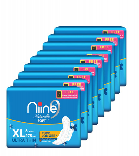 NIINE Naturally Soft Ultra Thin XL Sanitary Pads (Pack of 54)