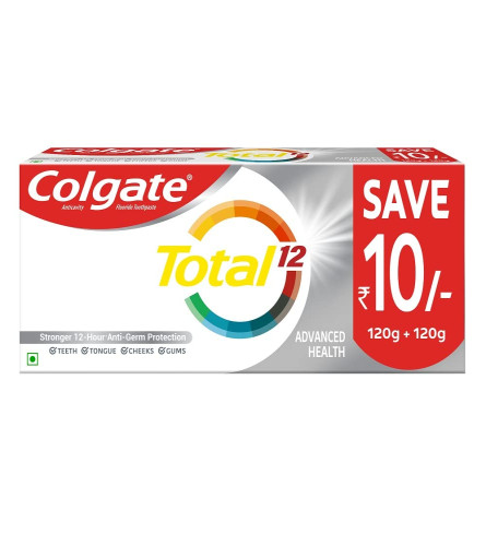 Colgate Total 240g (120g x 2 Pack) Whole Mouth Health, Antibacterial Cavity Protection Toothpaste