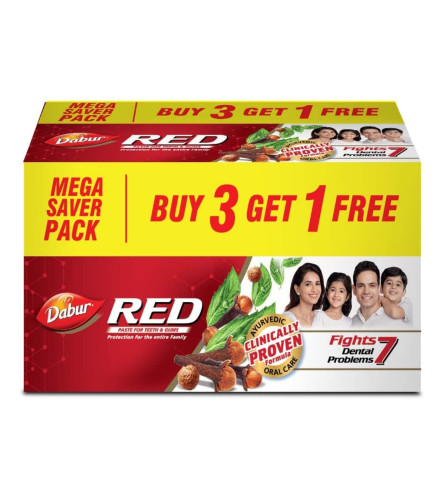 Dabur Red Toothpaste - 600g (150g x 4) World's No.1 Ayurvedic Paste Provides Germ, Free shipping