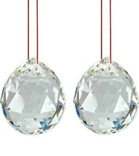 feng Shui Crystal Ball Hindu Vastu Item Size 35-40mm White Colour Set of 2 pcs
