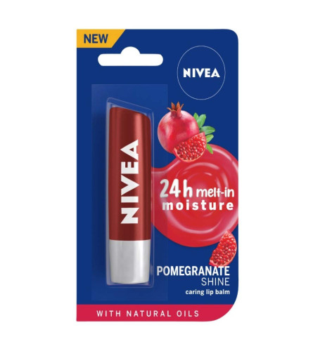 Nivea Lip Balm, Pomegranate Shine, 24H Moisture, Dark Red Shine & Pomegrenate Aroma