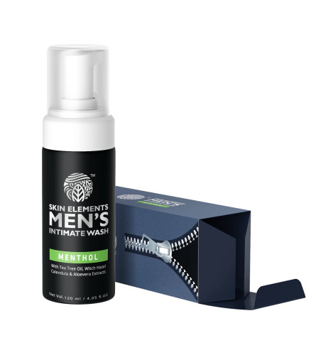 Skin Elements Intimate Wash for Men with Menthol | pH Balanced Foaming Hygiene Wash
