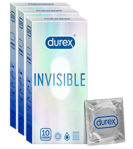 Durex Invisible Super Ultra Thin Condoms for Men – 10 Count