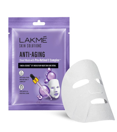 Lakme Solutions Sheet Mask Anti-Aging with Pro Retinol C Complex~ 25 ml