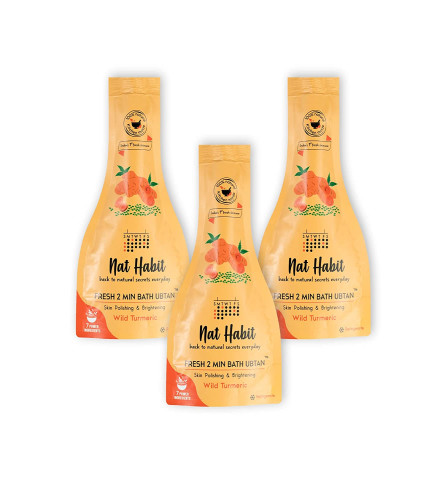 Nat Habit Fresh Wild Turmeric Bath Ubtan, 2 Minute Body Scrub For Accelerated Detan