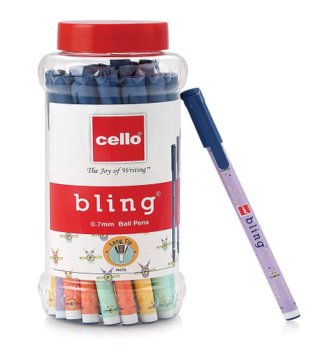Cello Bling Pastel Ball Pen Jar Blue (Pack Of 50) Fs