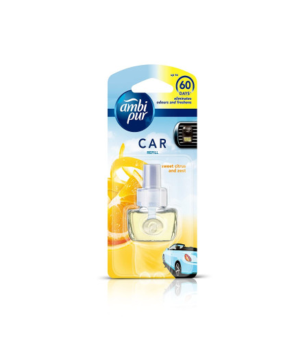 Ambi Pur Car Air Freshener Refill, Sweet Citrus and Zest, 7. 5 ml X 2 ,liquid(Free Shipping World)