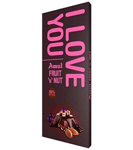 Amul Fruit N Nut Chocolate I Love You, 150 g (Free Shipping Worldwide)