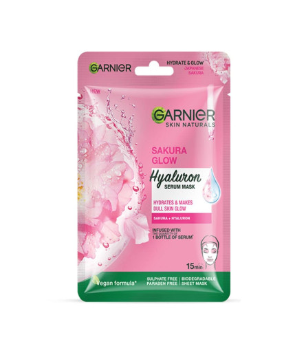 Garnier Skin Naturals, Sheet Mask, Hydrating & Increases Glow, Sakura Glow
