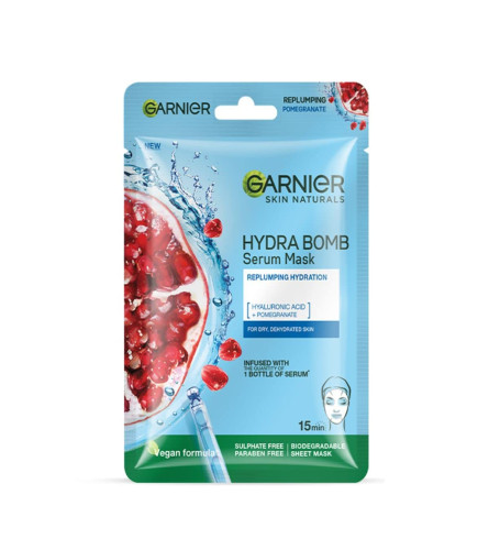 Garnier Skin Naturals, Serum Mask, Hydrating & Soothing, Hydra Bomb Pomegranate Mask