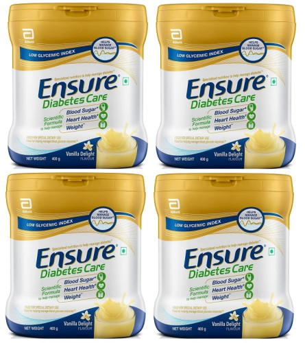 Ensure Diabetes Care- Nutrition to Help Control Blood Sugar Levels- 400 gm Jar (pack of 4) Free ship