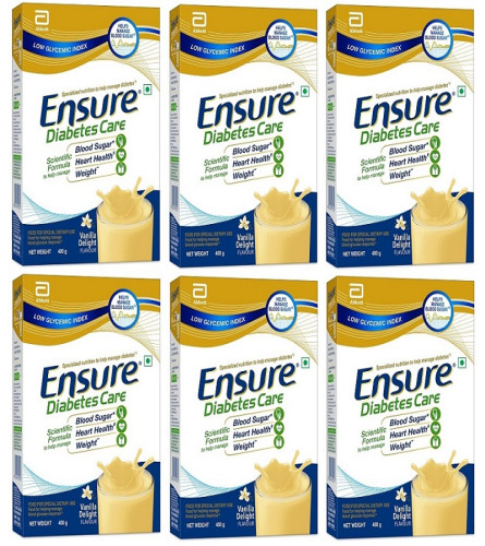 Ensure Diabetes Care- Nutrition to Help Control Blood Sugar- 400 gm X 6 Pack Box (Vanilla), Yellow