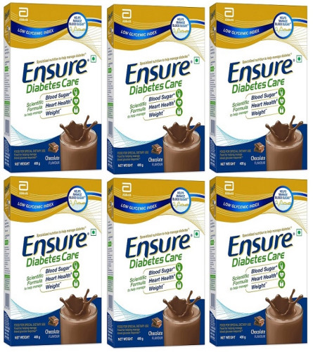 Ensure Diabetes Care- Nutrition to Help Control Blood Sugar 400 gm Box  X 6 Pack(Chocolate),Yellow