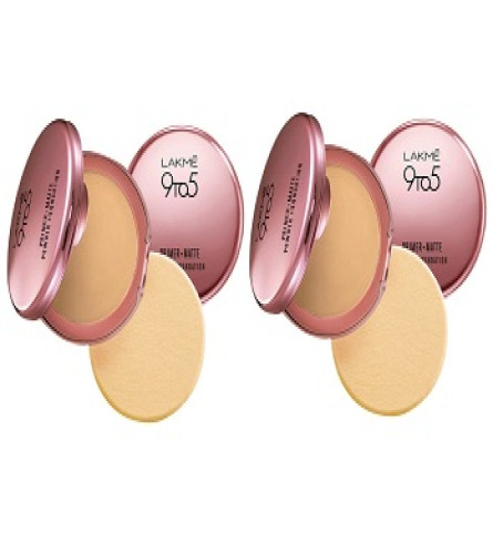 Lakme 9 to 5 Primer with Matte Powder Foundation Compact, Ivory Cream