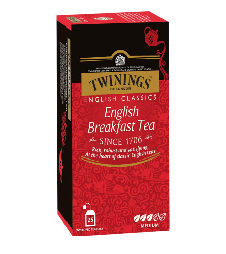 Twinings English Breakfast Tea, 25 Teabags, Premium Black Tea, English Classic Range