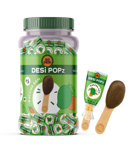 GO DESi Popz Kaccha Aam 100 Pieces Aam Candy Fruit Snacks  Sour Candies Lollipop  Raw Mango Candy