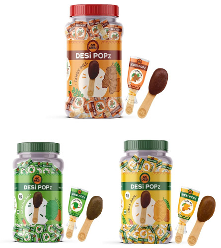 GO DESi Popz Combo Jar | Tangly Imli | Kaccha Aam | Real Aam |Imli candy | Lollipop ,  Free shipping