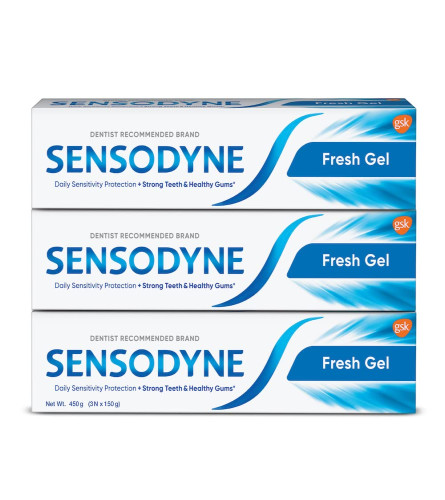 Sensodyne Toothpaste Fresh Gel Combo pack, Sensitive tooth paste for daily sensitivity (150 gm x 3)