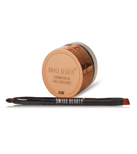 Swiss Beauty Eyebrow & Gel Eyeliner 2 In 1 Eye Makeup Shade Black