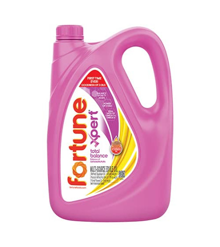 Fortune Xpert Total Balance Oil Blend of Rice Bran, Soyabean & Flaxseed Oil  5L Jar