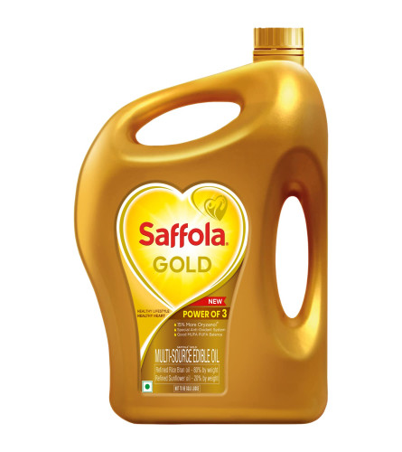 Saffola Gold Refined Oil Blend of Rice Bran Oil & Sunflower Oil Cooking Oil  3 Litre Jar, Free ship