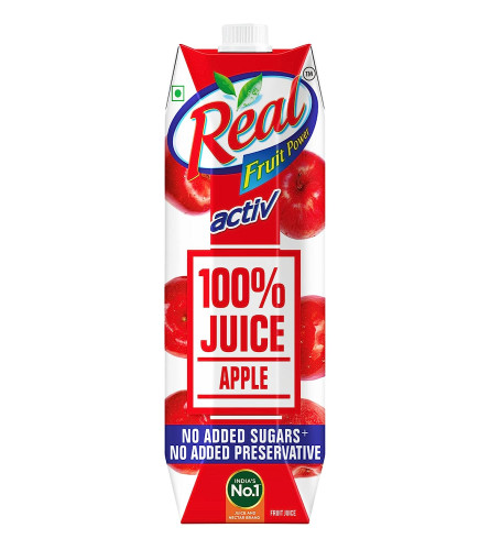 Real Activ 100% Apple Fruit Juice 1L No Added Sugar  Rich in Vitamin C Goodness of Best Apple