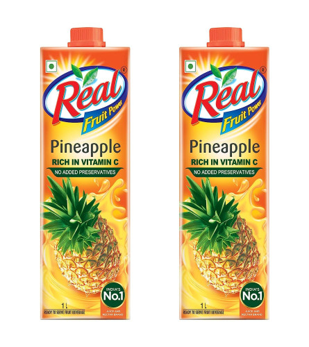 Real Pineapple Fruit Juice -1L (Pack of 2) | Rich in Vitamin C | No Added Preservatives, Free ship