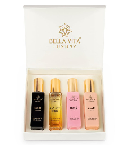 Bella Vita Luxury Woman Eau De Parfum Gift Set 4x20 ML for Women with CEO, Honey Oud, Glam Perfume