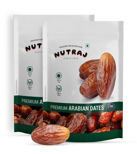 Nutraj Premium Gold Arabian Dates 1kg | Khajur | Khajoor | No Preservatives (500g X 2)