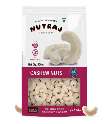 Nutraj 100% Pure Premium Whole Cashew Nuts W320(500g) Pouch, Raw | Nutritious, Delicious