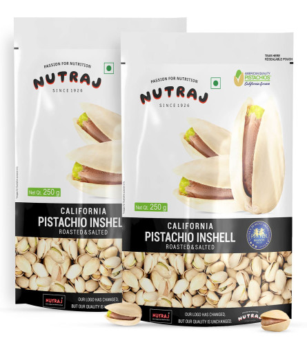 Nutraj California Roasted & Salted Inshell Pistachios 500g (2 x 250g) Salted Pista Crunchy & Healthy