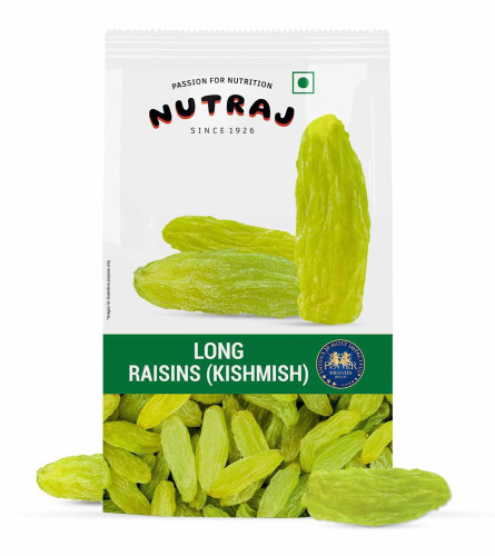 Nutraj Super Long Raisin 500g | Kishmish | Rich in Iron & Vitamin B | Seedless Green Kishmish