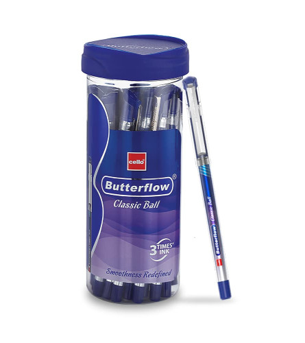 Cello Butterflow Classic Blue Ball Pen Jar