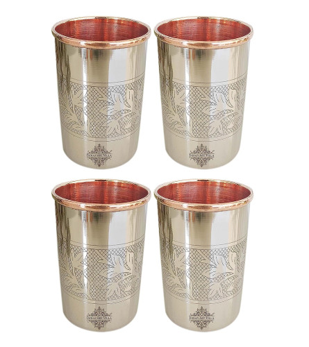 INDIAN ART VILLA Steel and Copper Glass Tumbler