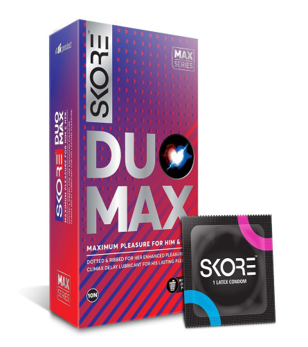 Skore Duo Max - Premium Condoms for Him & Her with Disposal Pouches | 3 Pack (10 pieces)