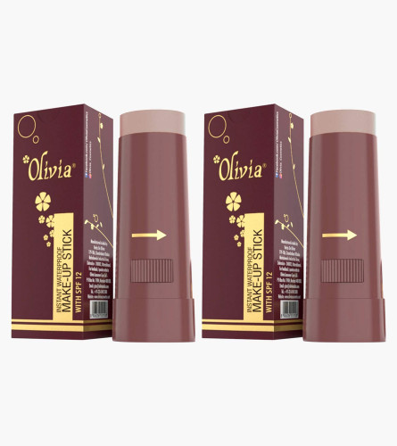 Olivia Instant Waterproof Makeup shimmering Stick Concealer with SPF 12 - Egyptian Dark, 15g (Pack of 2)