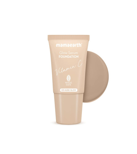 Mamaearth Glow Serum Foundation Mini Tube with Vitamin C & Turmeric -Nude Glow 18 ml (pack of 2 ) Fs