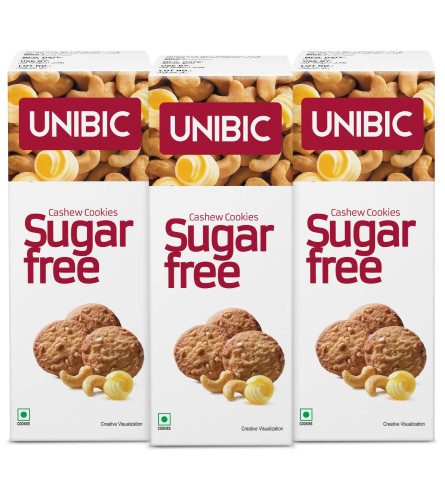 UNIBIC : Sugar Free Cashew , 75g (Pack of 3) Free shipping worldwide