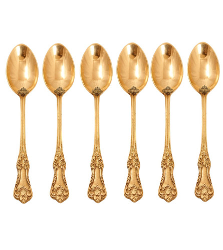 Indian Art Villa Brass Designer Spoon ,Length:- 6.8" Inch, Set of 6