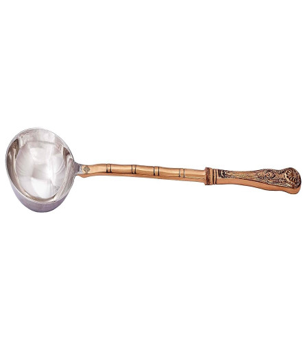 Indian Art Villa Steel Copper Ladle Spoon, Serving Dishes Home Hotel Restaurant, Tableware 14.3'' Inch (pack of 1)