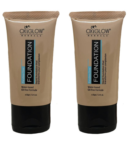 OxyGlow Herbals Foundation - Water Based Oil Free Formula 60g (Pack of 4)