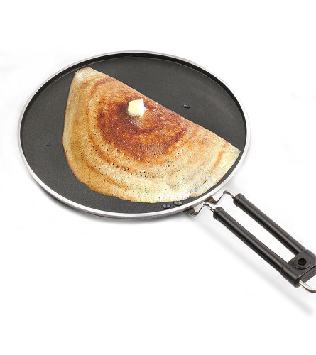 Milton Pro Cook Black Pearl Induction Non-Stick Flat Tawa, 27 cm, Grey (Pack Of 1) Fs