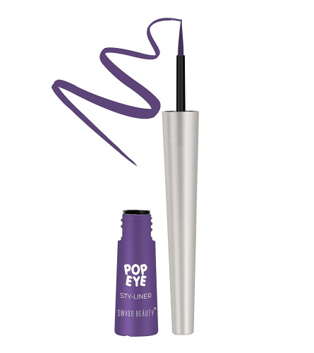 Swiss Beauty Pop Eyeliner Waterproof and Long lasting Liquid Eyeliner Plum Purple 3 ml (Pack Of 4) Fs