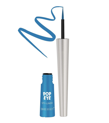 Swiss Beauty Pop Eyeliner Waterproof and Long lasting Liquid Eyeliner Bluebird 3 ml (Pack Of 4) Fs