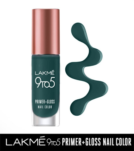 Lakme 9 to 5 Primer + Gloss Nail Colour, EmeraldPower 6 ml (Pack Of 4) Fs