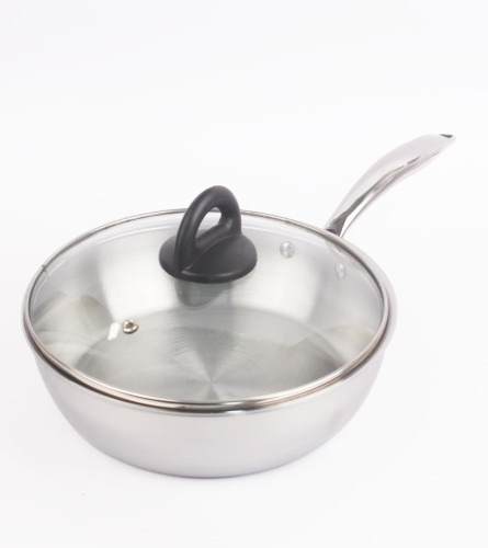 The Indus Valley Triply Stainless Steel Fry Pan with Long Handle & Glass Lid 1.5 L (Set of 1)